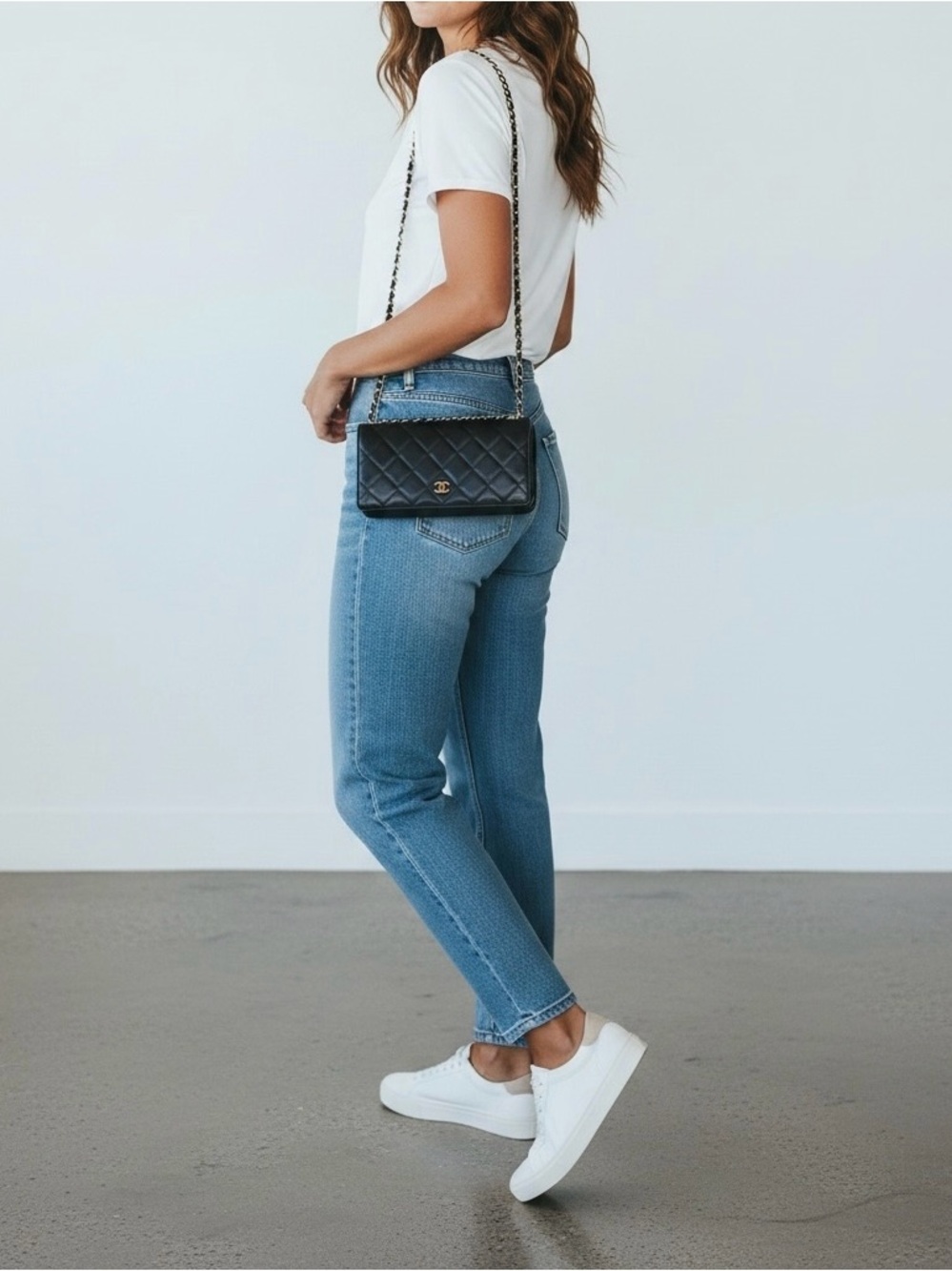 🔱🖤Chanel Quilted Lambskin Wallet Chain Crossbody Revamp Shoulder Bag Matelasse